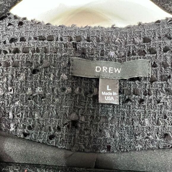 Anthropologie Drew Jacket Womens Blazer Nubby Tweed Bell Sleeve Ladies Large Bla - Picture 5 of 6